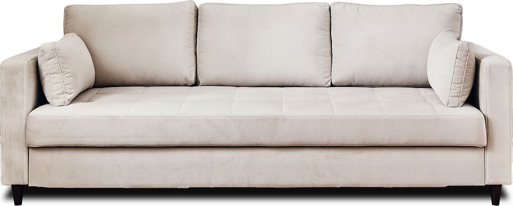 Lisa Design Anna, 3-Sitzer Sofa, mit Schlaffunktion und Tasche, aus Samt , Beige