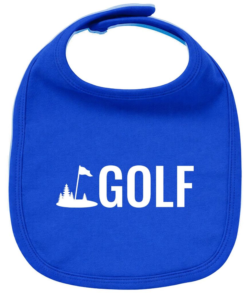 Huuraa Baby Lätzchen Golf Schriftzug Royal Blue Klettverschluss Baumwolle Latz Geschenkidee