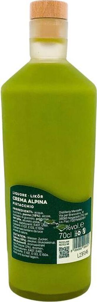 Marzadro Crema Alpina al Pistacchio - Pistazienlikör 17% Produktbild 3
