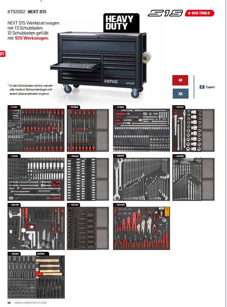 SONIC NEXT S15 Werkstattwagen 920-tlg Werkzeuge Werkzeugwagen Werkstatt