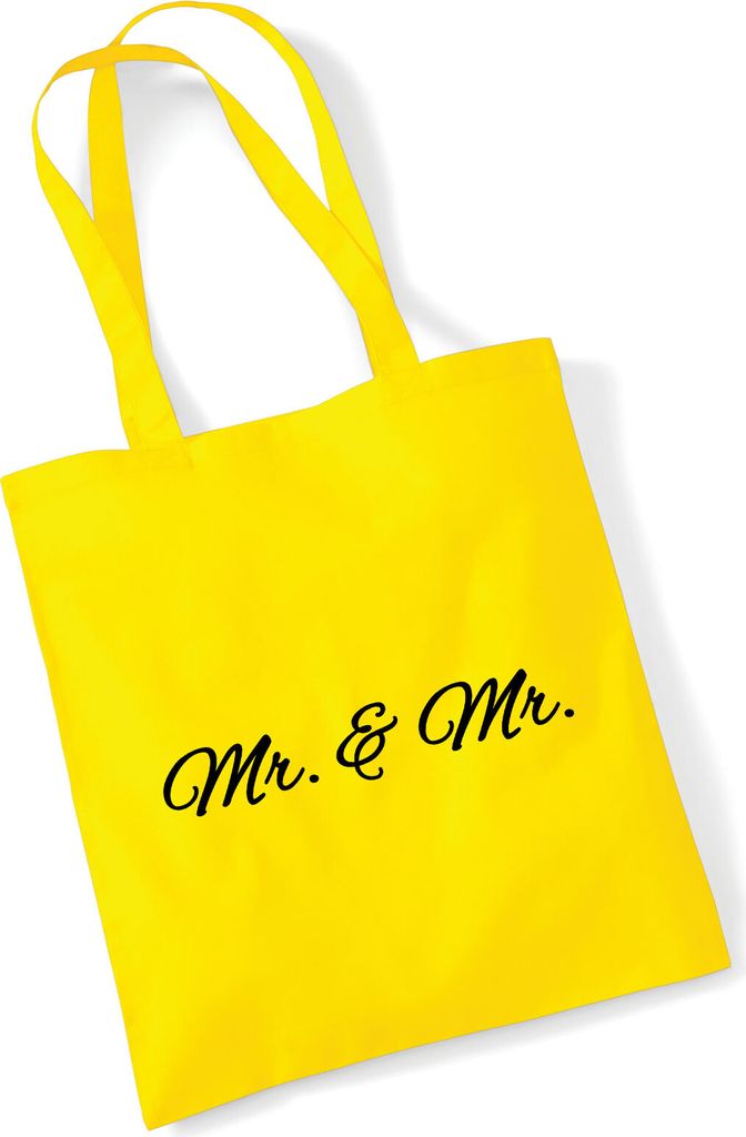 Huuraa Jutebeutel Mr. & Mr. Schriftzug 10 Liter Yellow Baumwolle Tasche Geschenkidee