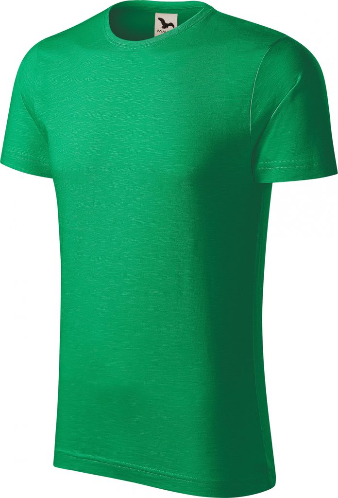 Herren-T-Shirt aus strukturierter Baumwolle, 100% GOTS-Baumwolle, ohne Aufdruck, einfarbig, 150 g/m2, Farbe Grasgrün, Größe L