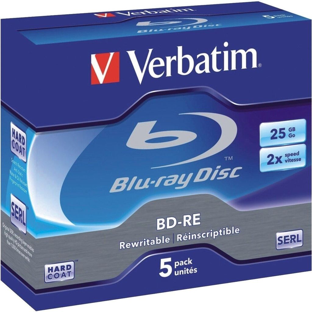 Verbatim BD-RE Blu-ray Rohlinge 5er Jewelcase Produktbild 
