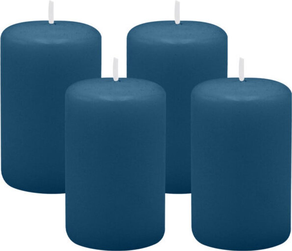 4er Set Adventskranzkerzen Petrol Blau Ø 50 x 80 mm