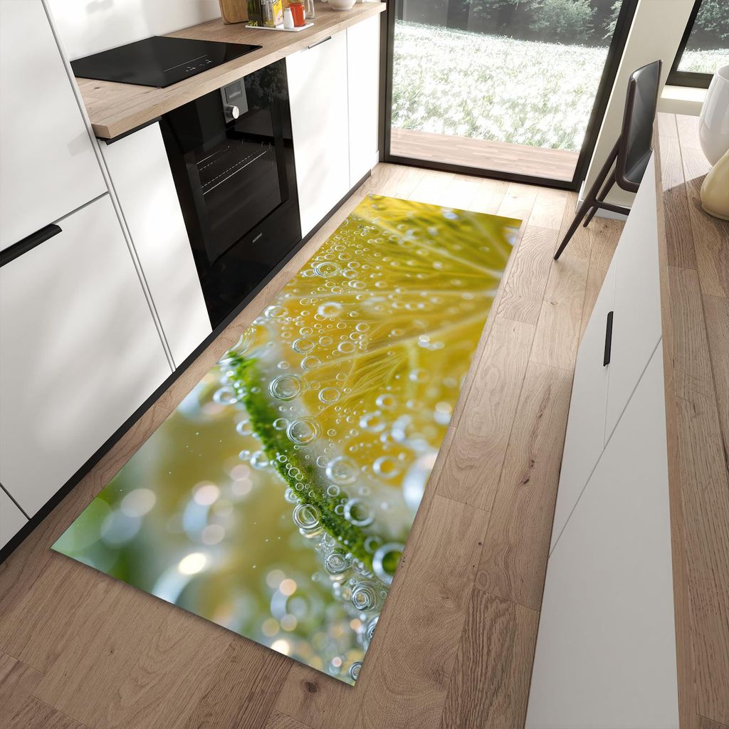 Küchenteppich 90x240cm rutschfest & abwischbar PVC Läufer - Sanfte Zitronenscheibe