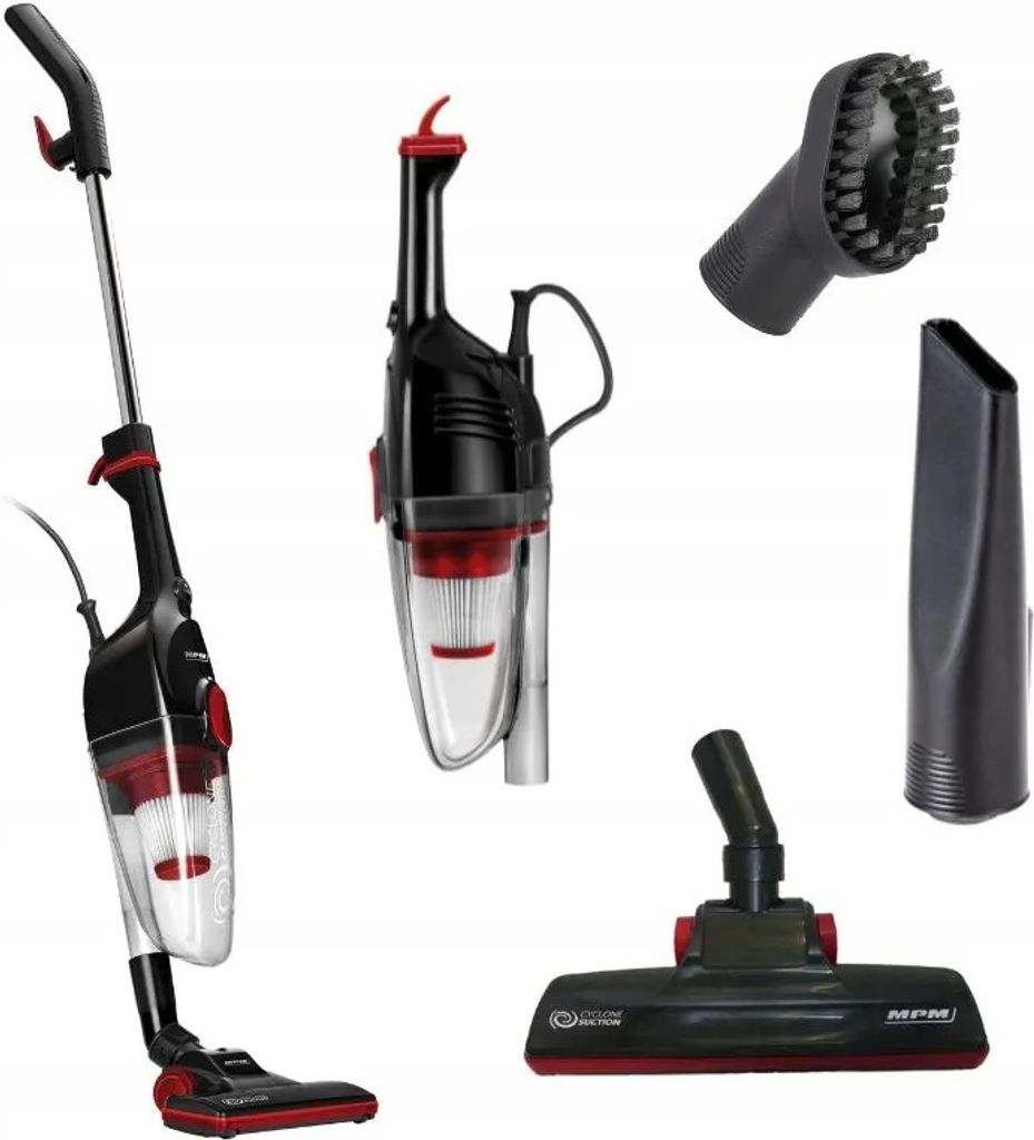A collection of vacuum cleaner parts and accessories arranged on a white background.