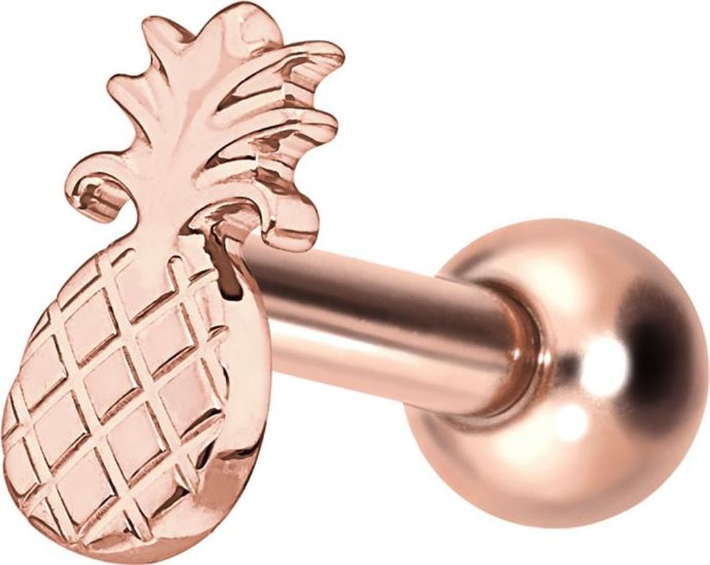 Ohrpiercing Titan Ohrpiercing mit Innengewinde ANANAS RoséGold Stablänge: 6mm