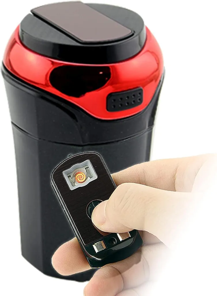 Cendrier de voiture rouge ignifugé allume-cigare détachable sans fumée