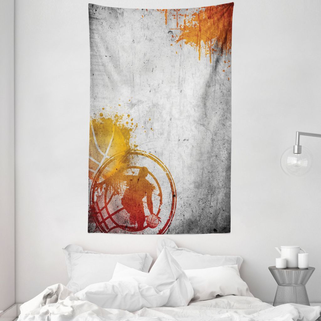 ABAKUHAUS Grau Wandteppich und Tagesdecke, Straße Sport Leidenschaft aus Weiches Mikrofaser Stoff Waschbar ohne Verblassen Digitaldruck, 140 x 230...