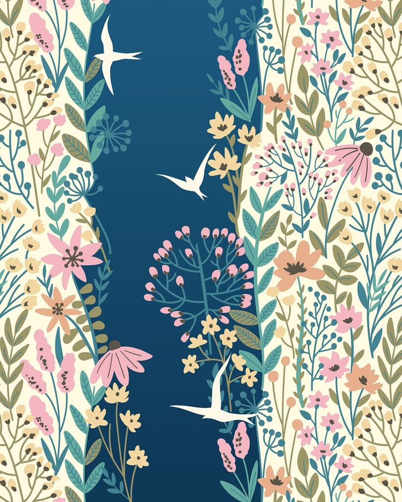 Komar Fototapete Blumen und Vögel Multicolor - 611183 - 200 x 250 cm