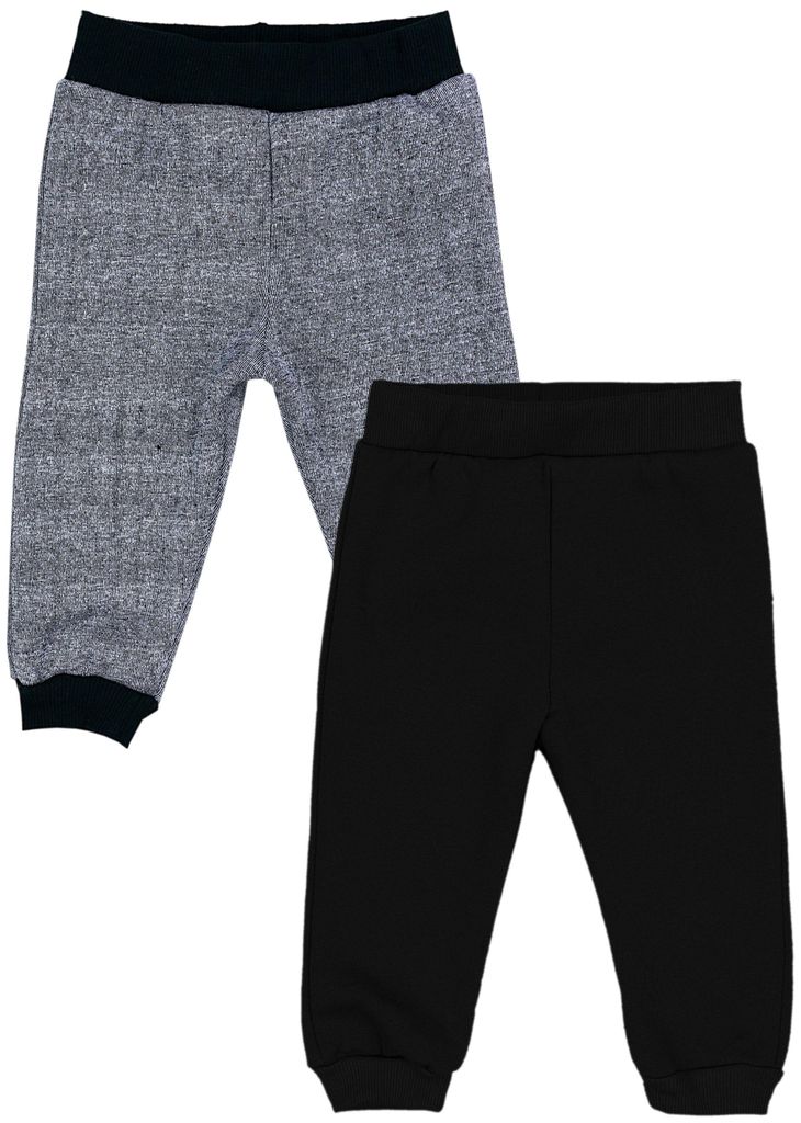 TupTam Baby Jungen Hosen Winter Thermo Babyhose Warm Sweathose 2er Pack, Farbe: Schwarz / Graphit Meliert, Größe: 98