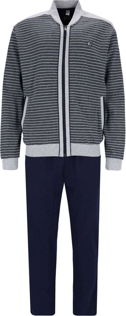 hajo Herren Homewear Anzug, 2-tlg. Set - Klima-Komfort, Jacke und Hose, Baumwolle-Mix Blau 4XL