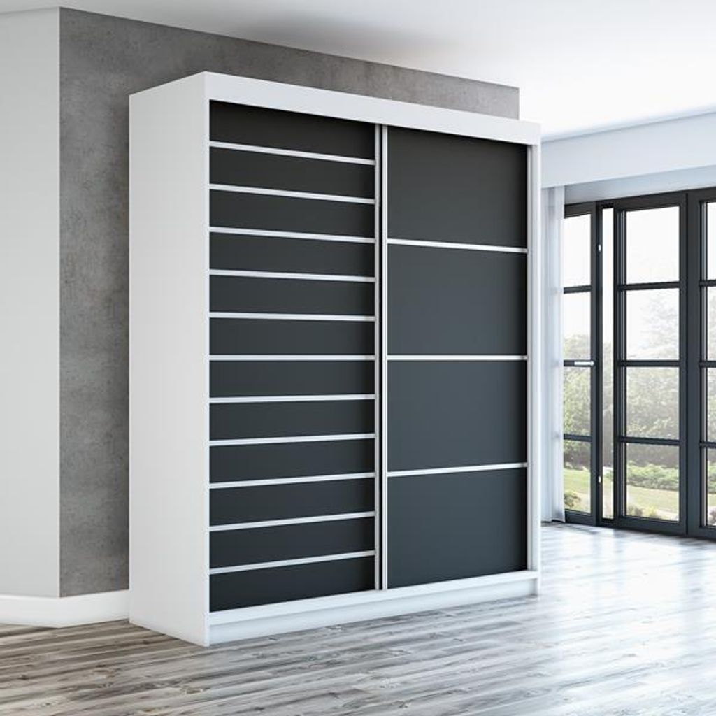 Schwebetürenschrank COLIN 2-türig Schrank 180 cm (Weiß, Schwarz, Sonoma)