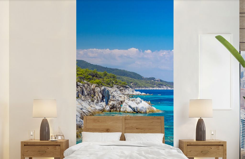 MuchoWow Fototapete für Wohnzimmer oder Schlafzimmer Wandtapete Vinyl Motivtapete Meer - Sommer - Tropisch - 120x240 cm - Hintergrundbild