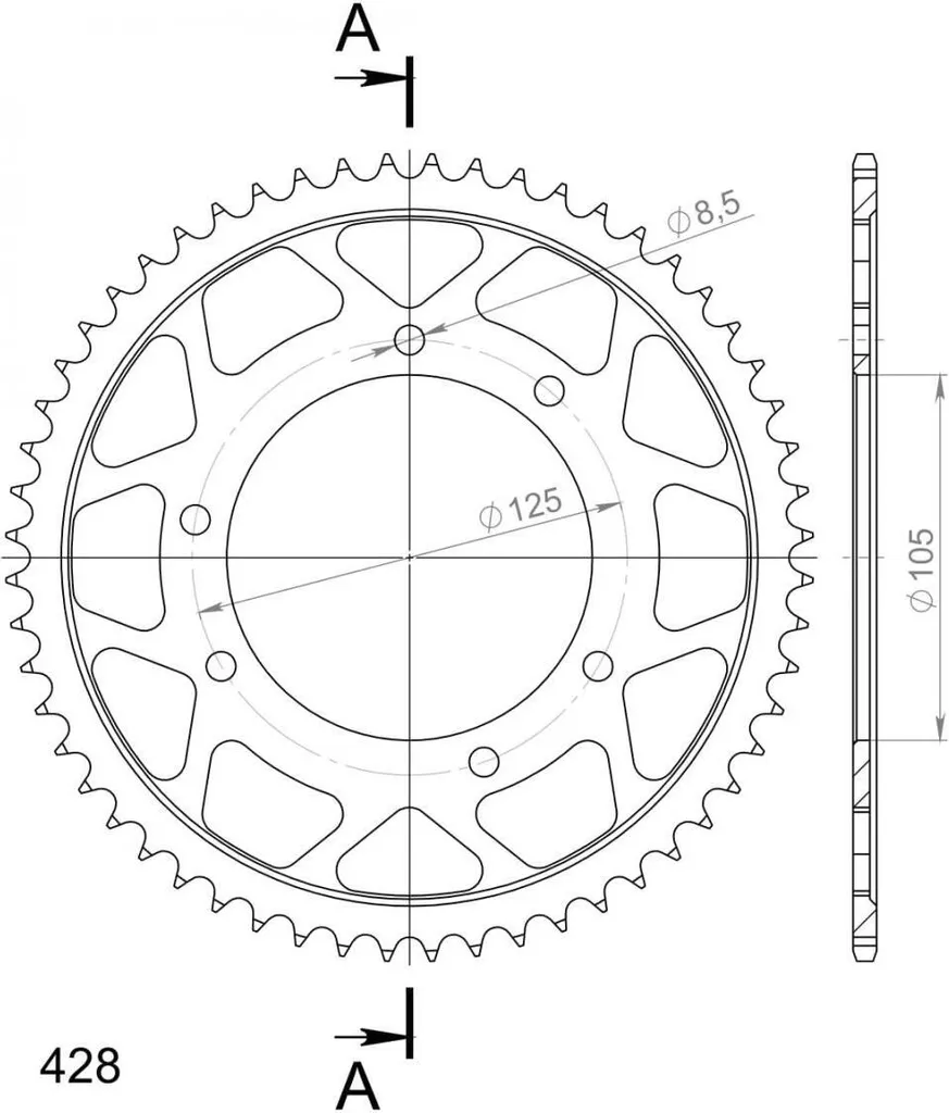 Couronne de Transmission 69Z Supersprox 428 en Acier Haute Résistance