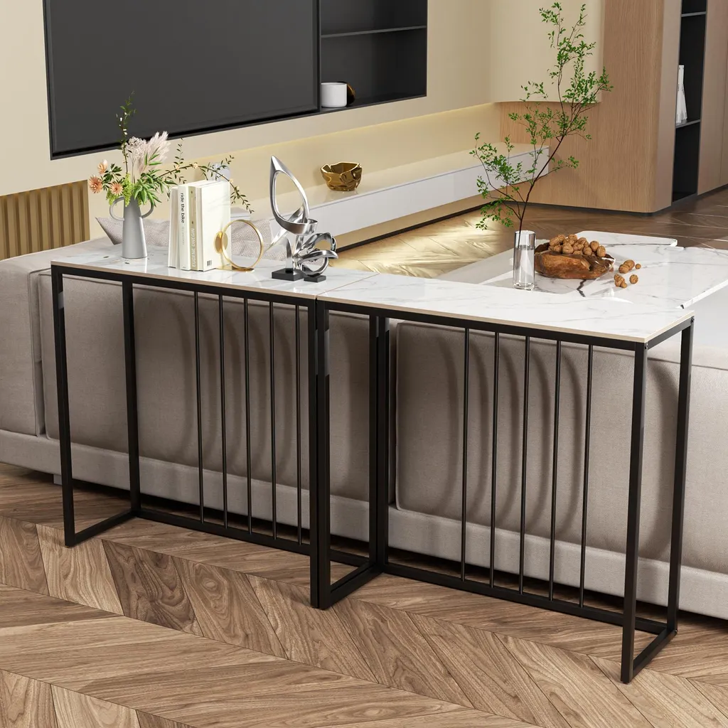 Optimisez votre Entrée avec cette Table Console de 80 cm Design Marbre - 7