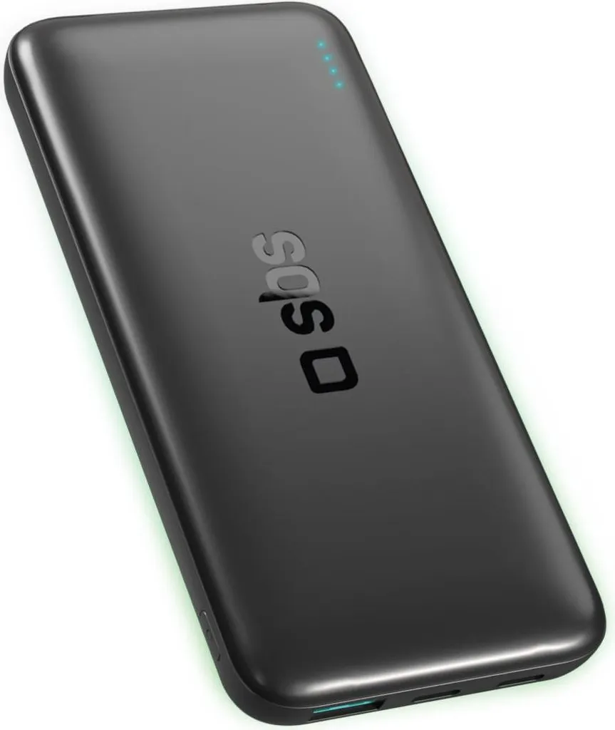 Chargeur Portable SBS 10000 mAh en LiFePo4 Noir pour Smartphones et Tablettes