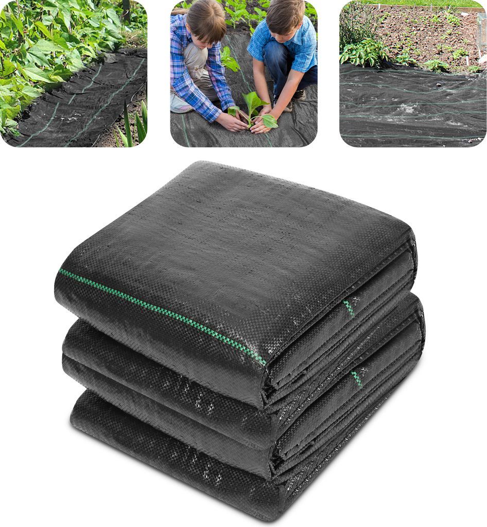 TolleTour 20 m² Unkrautflies Bändchengewebe Unkrautgewebe Mulchflies Mulchgewebe schwarz 2m x 10m