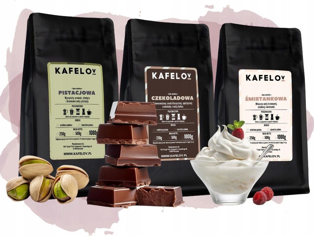 KAFELOV | Kaffee Set - 3x250g - Pistazie, Schokolade, Sahne - Aromatische Genussvielfalt