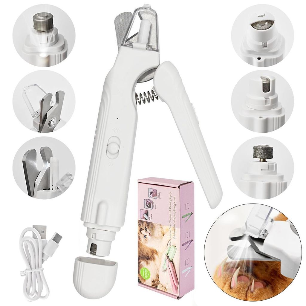 2-in-1 Haustier Nagelschneider mit Schleifer, LED-Licht, Produktbild 