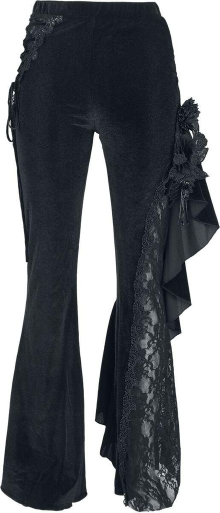 Devil Fashion Stoffhose Damen EVA LADY Black Dark Patterned Asymmetrical Flared Pants schwarz 3XL