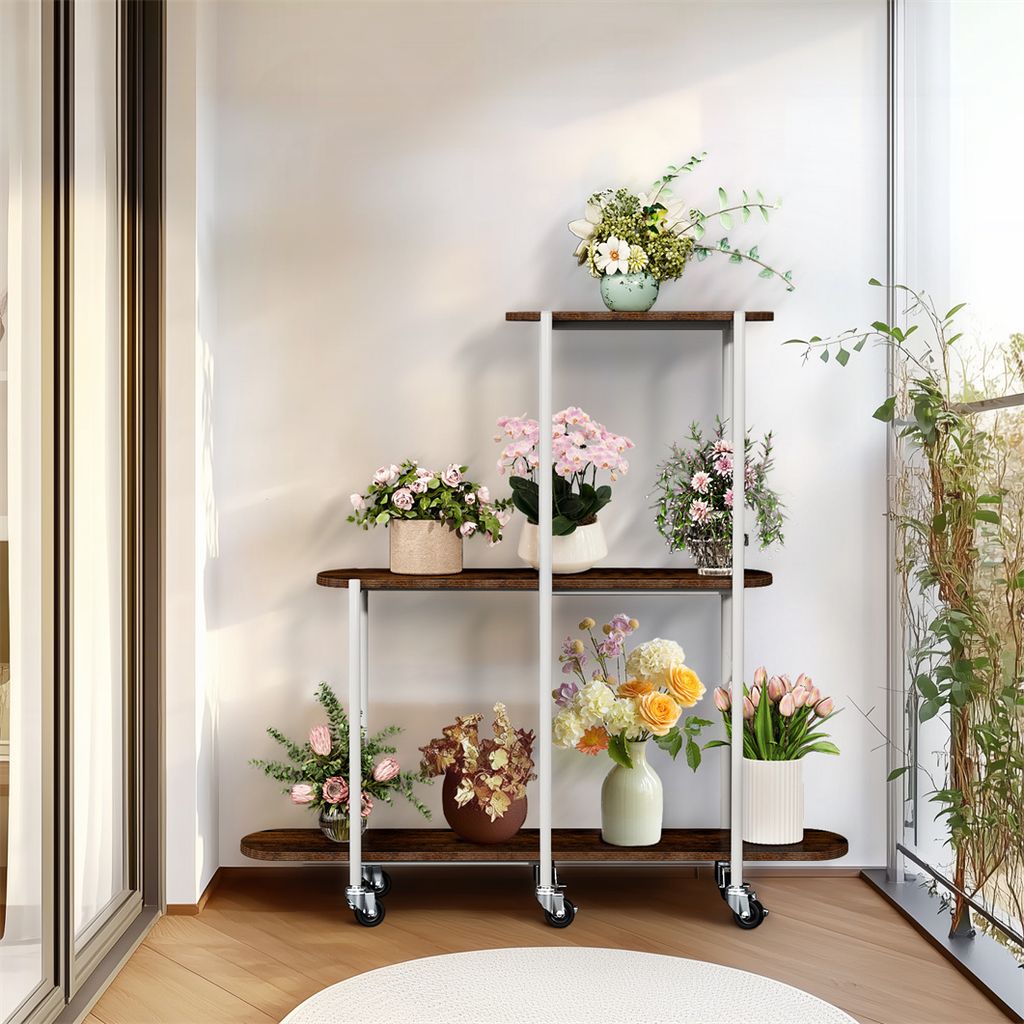 WISFOR Porta piante su ruote, porta fiori su rotelle, porta Immagine del prodotto 