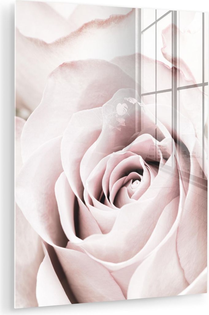 MuchoWow Glasbilder - Bilder auf Wandbild - Foto auf Glas Blumen - Rose - Rosa - Botanisch 30x40 cm Wanddekoration aus Glas - Acrylglasbild - Acryl...