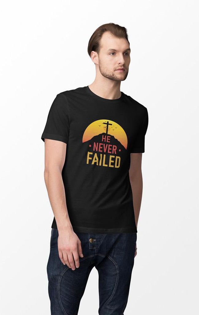 D&B Uni Polo ST00187 He Never Failed Schwarz-Größe 4XL