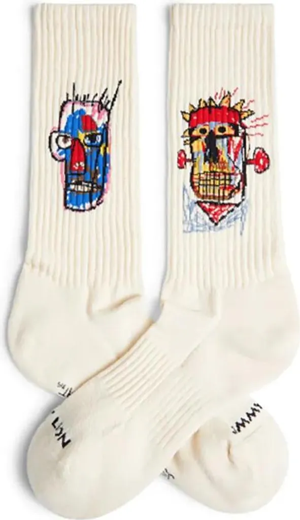 Jimmy Lion Basquiat Heads 1982 Chaussettes Athlétiques Beige 36-40