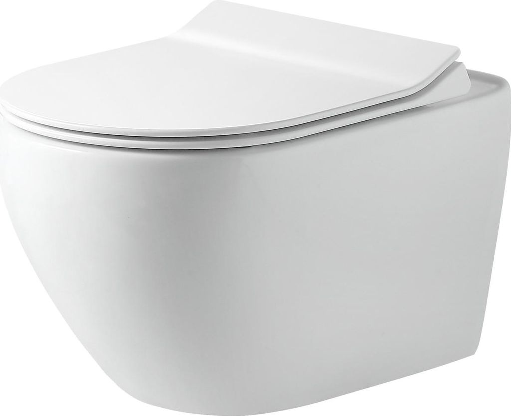 Primaster Wand WC spülrandlos Salvando Tiefspüler weiß inkl. WC Sitz