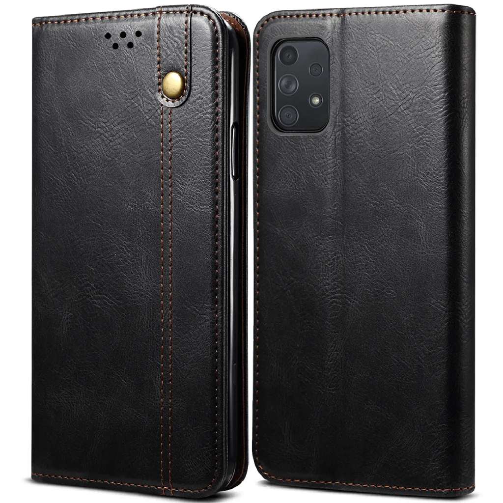 Cover Samsung Galaxy A72 4G/5G Nero - Pelle Flip con Portacarte