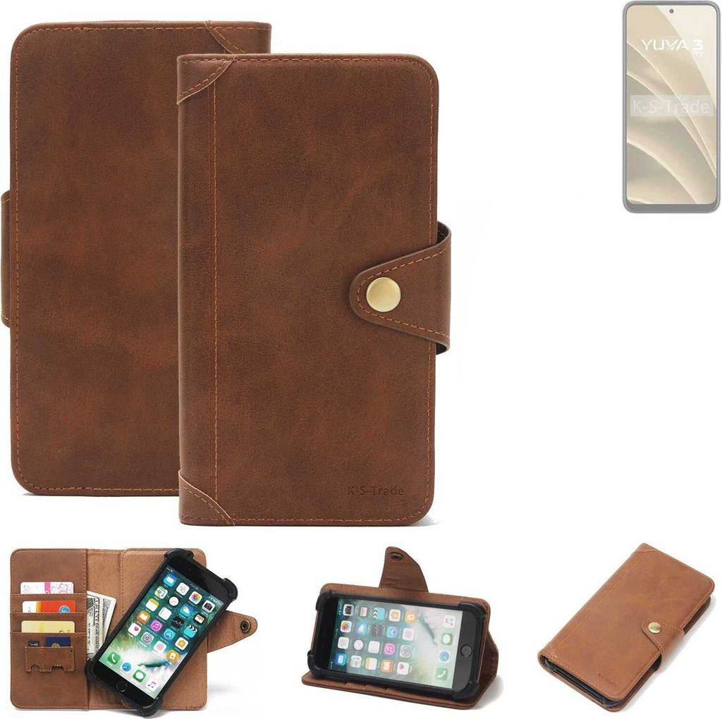 K-S-Trade Handyhülle kompatibel mit Lava Yuva 3 Pro Schutz Hülle Walletcase Bookstyle Tasche Case Handytasche Wallet Flipcase Cover PolyurethanBr...