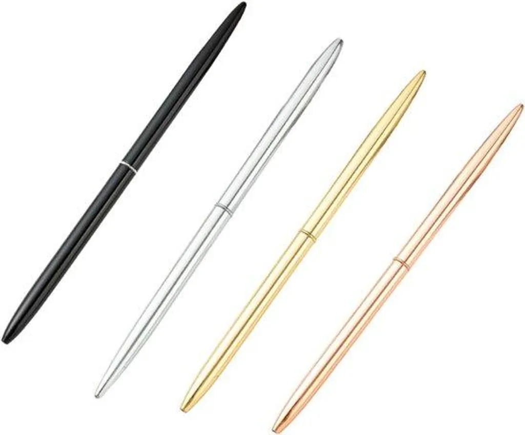 Lot de 4 stylos à bille en métal noir à mécanisme pivotant rétractable