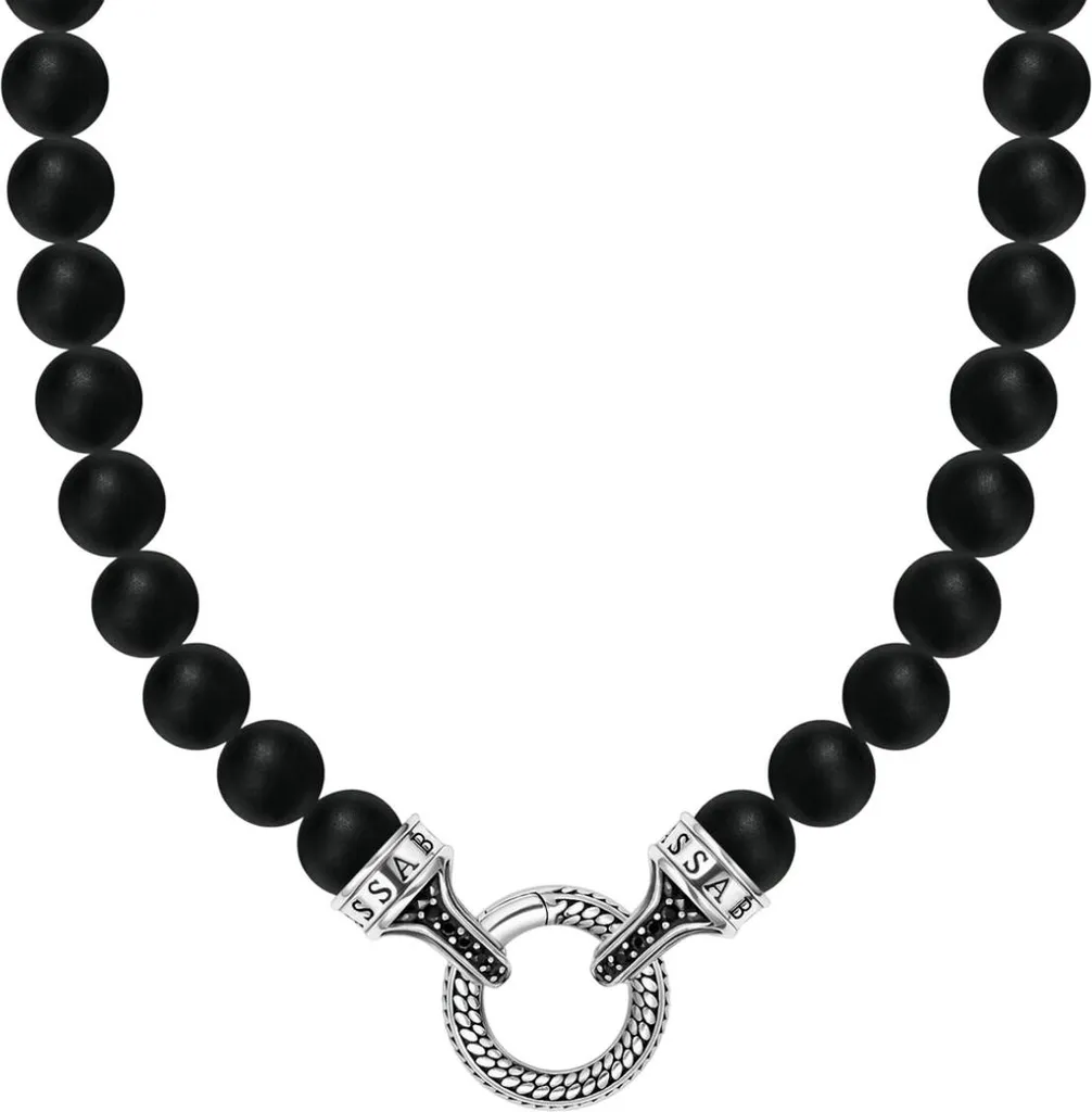 Chaîne Obsidian-Beads Argent - Perles Volcaniques et Maille de Qualité