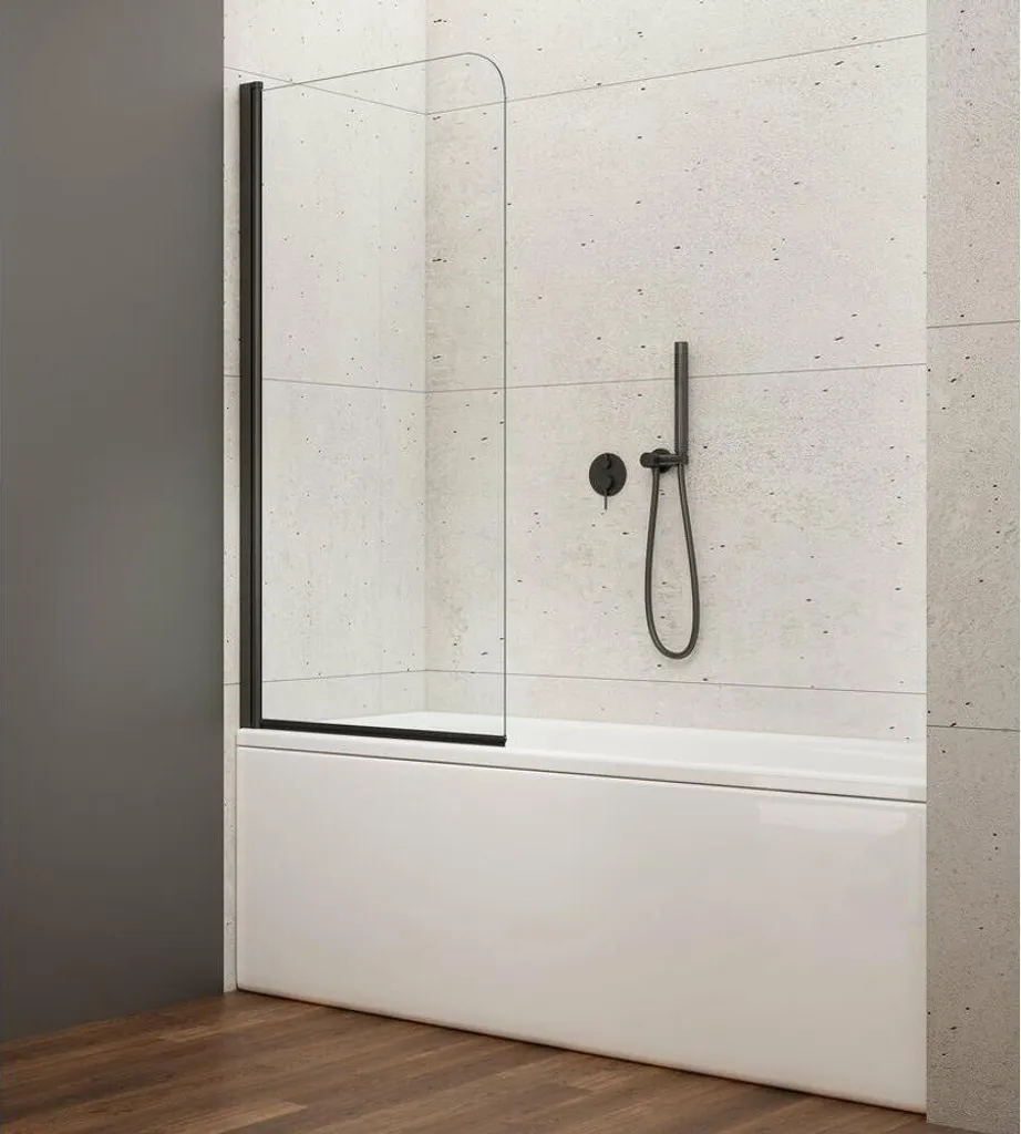 Parete Doccia per Vasca VILMA 60x140cm Nero - Sicurezza 6mm