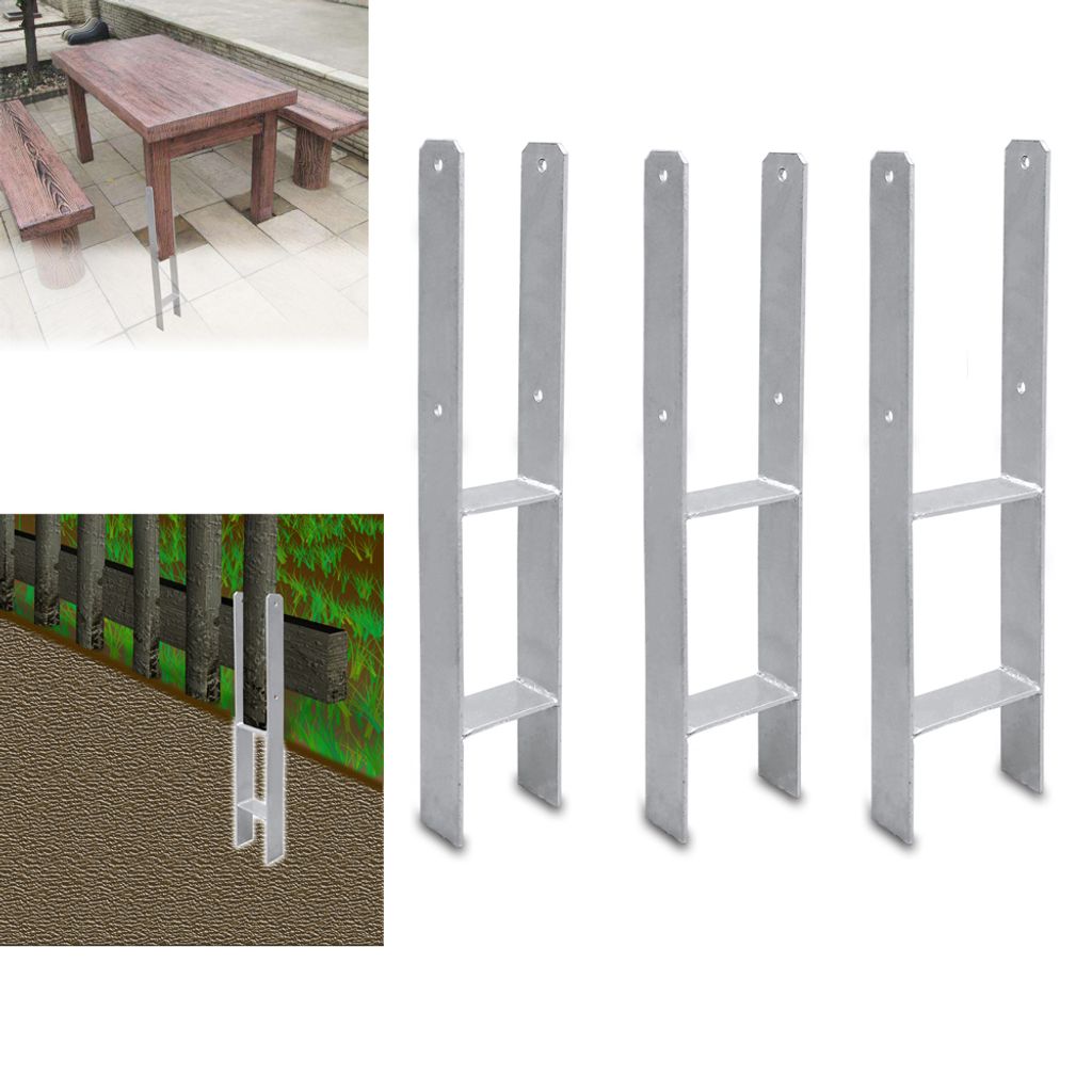 EINFEBEN H-Anker Pfostentraeger Pfosten 121MM Zaeune 600MM Pfostenanker Carport