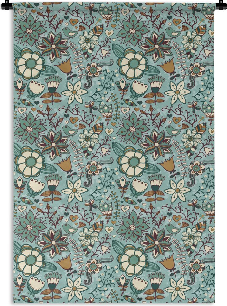 MuchoWow Wandteppich Wandbehang Bohème - Winter - Blumen - Muster 120x180 cm Tapisserie Dekoration Wandtuch - Schlafzimmer - Dekorationen für d...