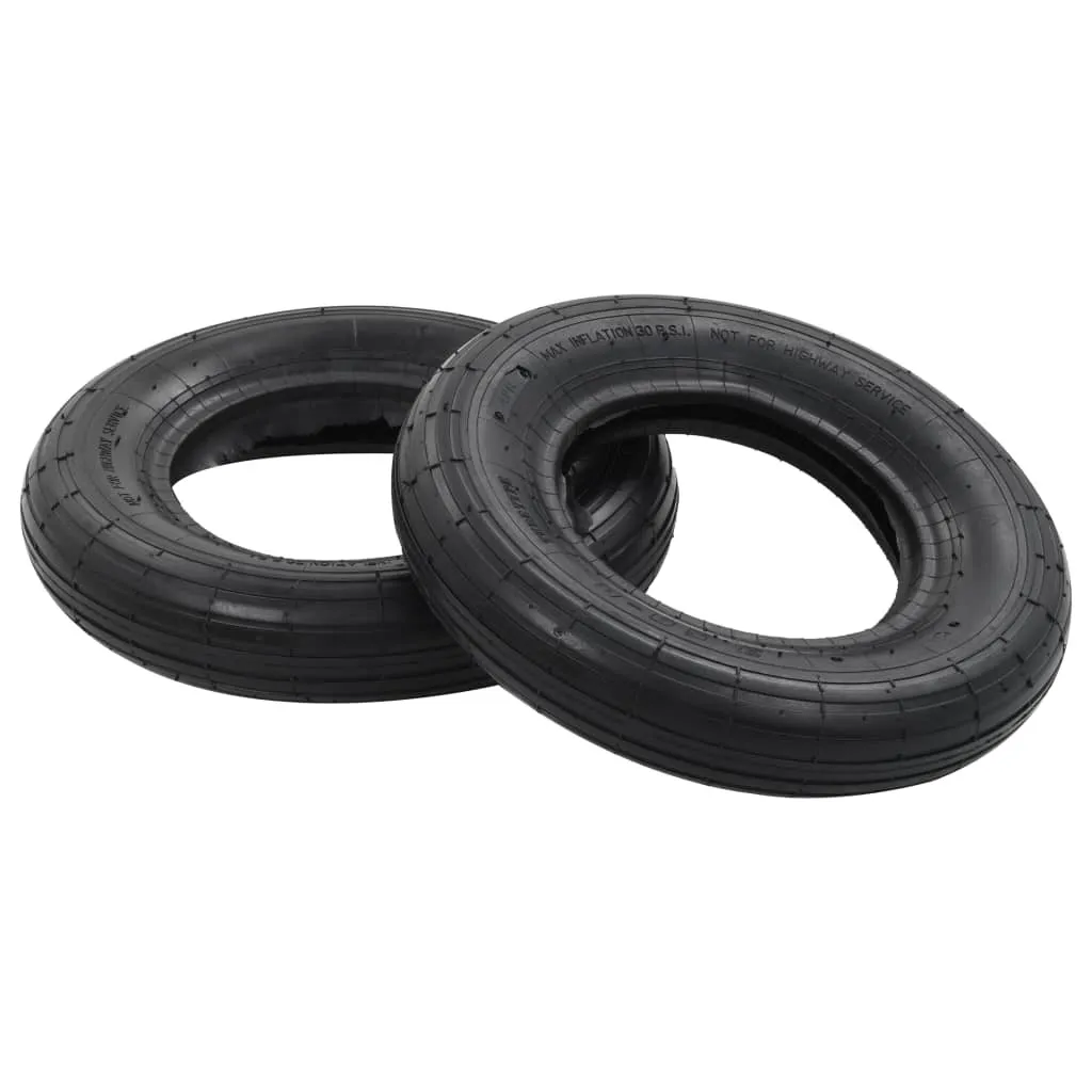 vidaXL Lot de 4 Pneus et Chambres à Air pour Brouette 3.50-8 4PR Noir