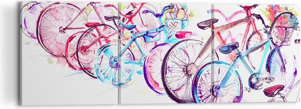 Bild auf Leinwand - Leinwandbild - Bikes Sommer Farbe Rad - 120x40cm - Wand Bild - Wanddeko - Leinwanddruck - Bilder - Kunstdruck - Wanddekoration ...