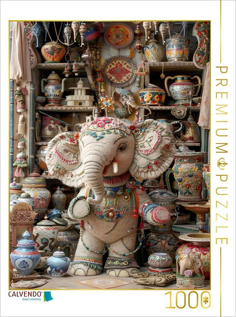 CALVENDO Puzzle Elefant im Porzellanladen | 1000 Teile Lege-Größe 64x48cm Foto-Puzzle für glückliche Stunden