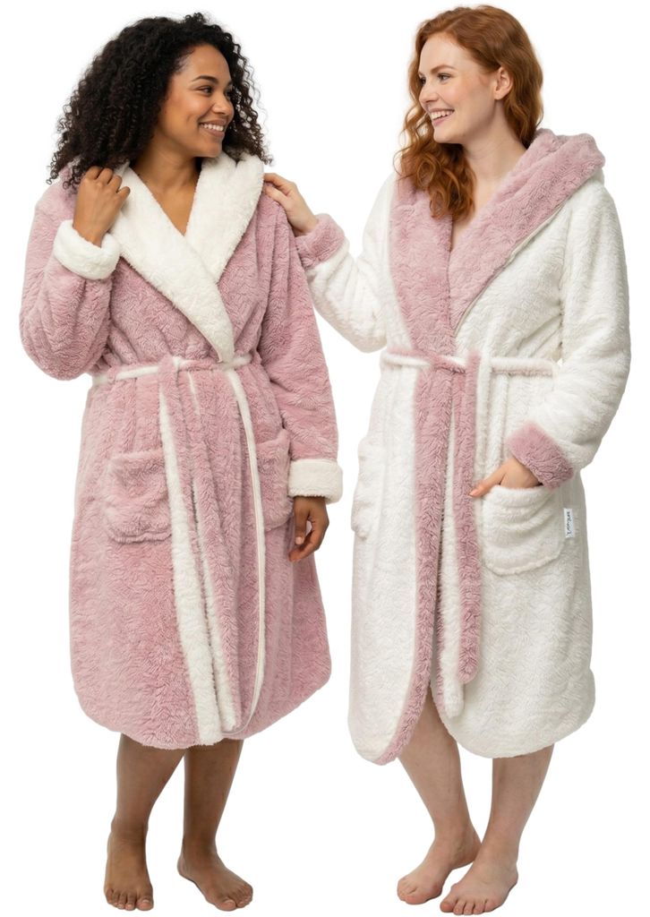 CalmyLIFE Bademantel Damen flauschig Morgenmantel - mit Produktbild 