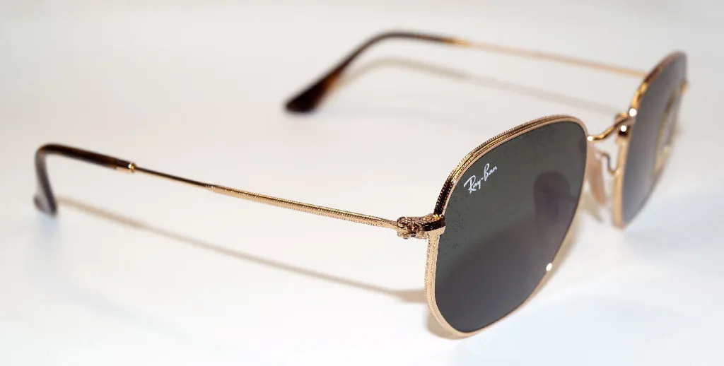 Ray-Ban RB3548N 91233M Lunettes de Soleil Hexagonal Or et Vert Classique