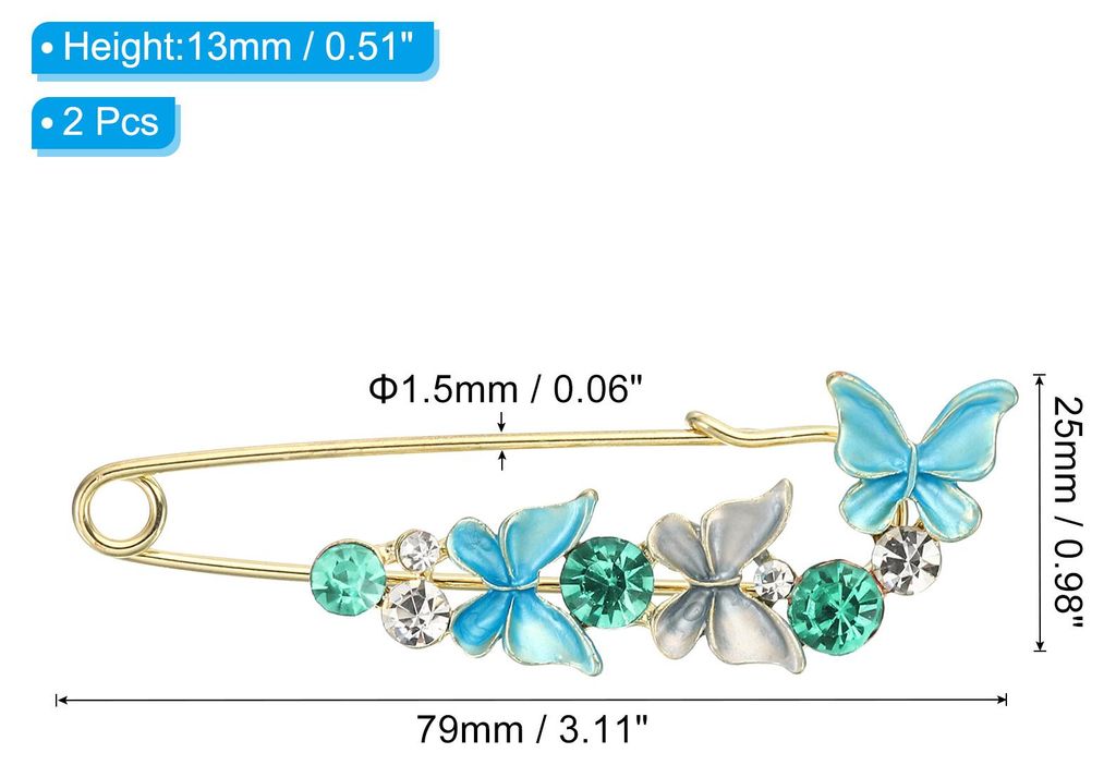 Schmetterling Kristall Sicherheits-Dekorative Pins Brosche Clip Verschluss Pin, 2 Stš¹ck Anti-Expositions-Emaille fš¹r Damen Pullover, Tš¹che...