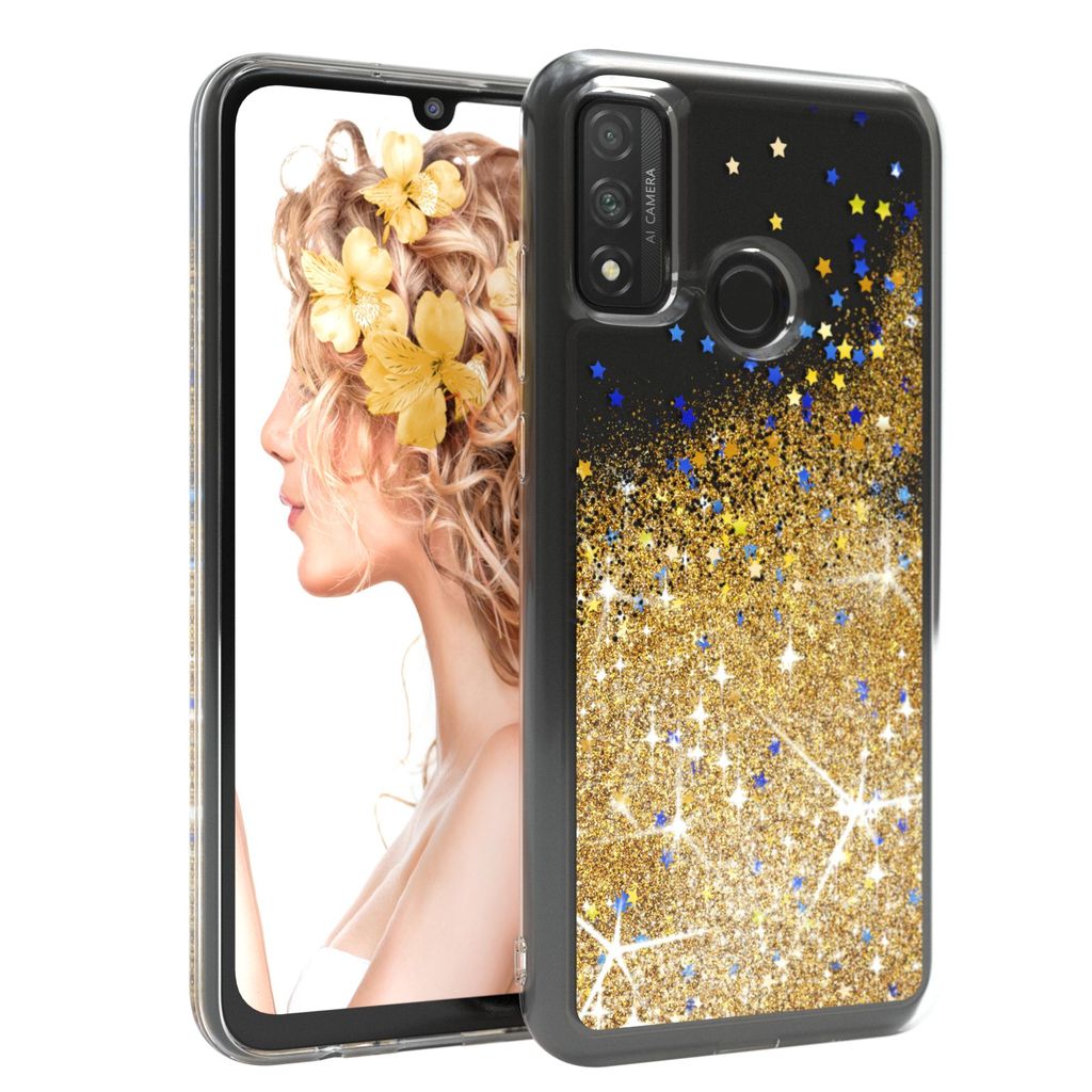 EAZY CASE - Glitzer Hülle kompatibel mit Huawei P Smart (2020) Glitzer Schutzhülle, Soft Case, Backcover Transparent mit Motiv