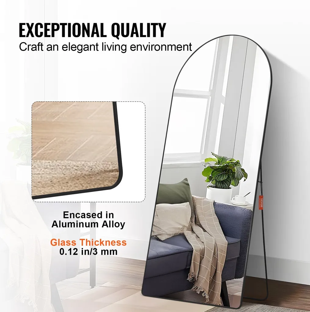 Miroir Mural Anti-Éclats 180x81cm pour Agrandir une Pièce avec Support - 4