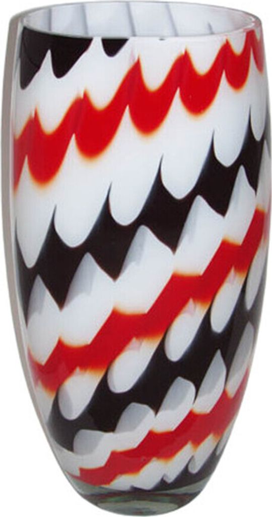 Glasvase weiß-schwarz-rot Jozy Art Queen 38 cm