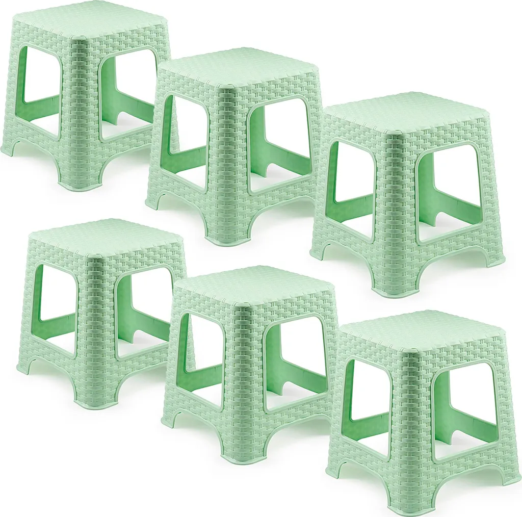 Lot de 6 chaises pour terrasse et cuisine plastique vert lavable