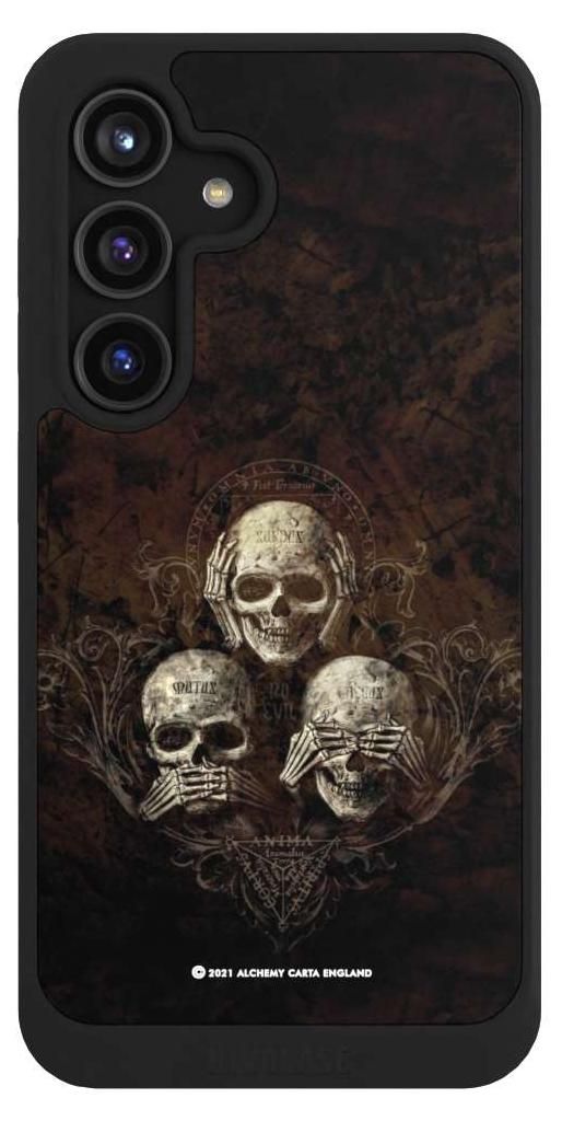 NIVOCASE Hülle für Samsung Galaxy S24 Handyhülle NIVOcore Case Schwarz Art Gothic Totenköpfe