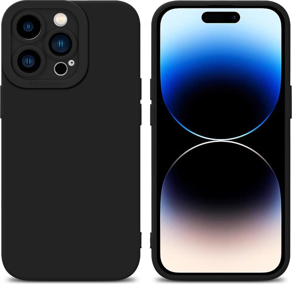 Cadorabo Hülle für Apple iPhone 14 PRO Schutz Hülle in Schwarz TPU Silikon Etui Case Handyhülle