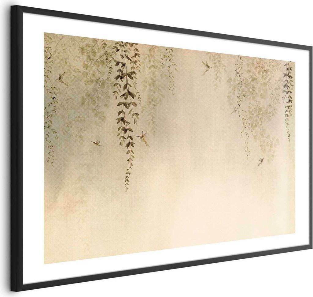 Posterpapier Poster - Beige Hummingbirds 30x21 cm Blätter e-C-10068-ao-a